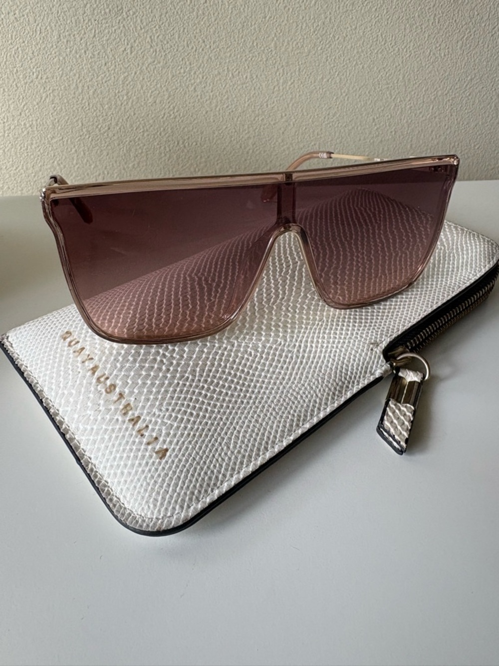 Quay Australia Translucent Rose Shield Sunglasses. REASONABLE OFFERS ACCEPTED!